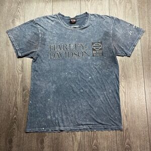 Vintage Harley Davidson Y2k Shirt XL Blue Dye Faded York Biker Streetwear